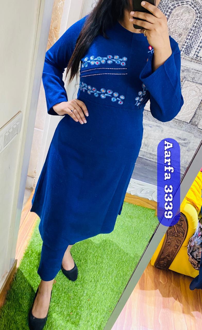 Amazon.com: Royal Blue Velvet Indian Kurti/Kurta/Tunic with  embroidery-Large : Clothing, Shoes & Jewelry